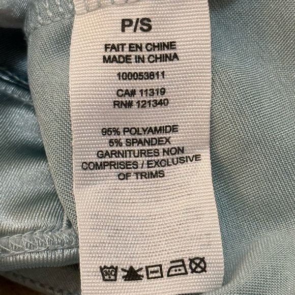 Garage light blue sleek shiny silver blue long line bra women’s size P/S - Picture 6 of 7